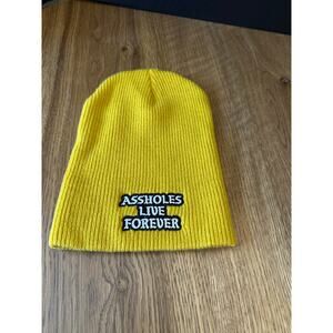NWOT ALF Assholes Live Forever Mustard Yellow Slouch Beanie Cap Linda Finegold